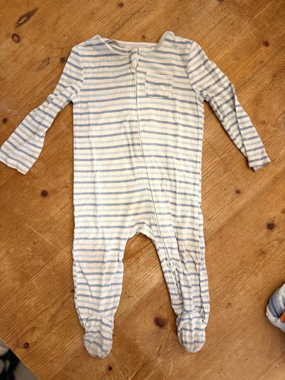 Little Me Blue and White Striped Footed One-Piece